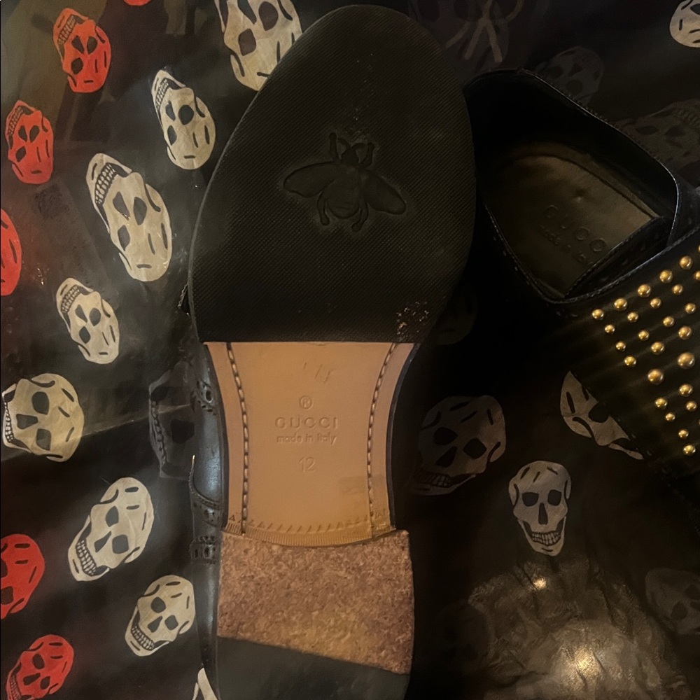 SUNDAY SPECIAL Gucci Queercore Black and Gold Studded Brogues - Picture 6 of 7
